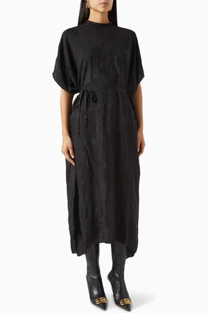 Balenciaga Tropical Flowers Easy Maxi Dress in Silk Jacquard