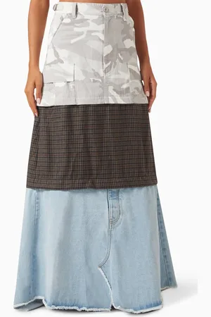 Balenciaga Layered Maxi Cargo Skirt in Virgin Wool & Japanese Twill