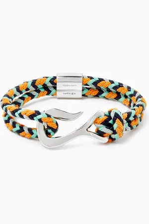 Bottega Veneta Braid Bracelet in Leather & Sterling Silver