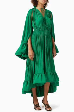 Lanvin Ruffle Midi Dress in Charmeuse