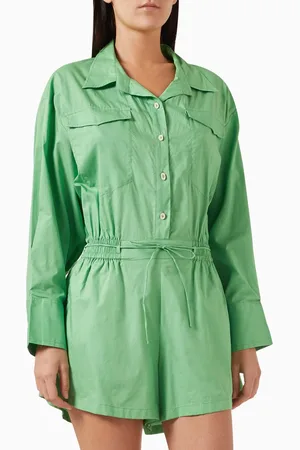 FAITHFULL THE BRAND Isole Belted Playsuit in Cotton