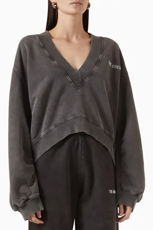 The Attico V-neck Oversized Sweatshirt in Brushed Fleece