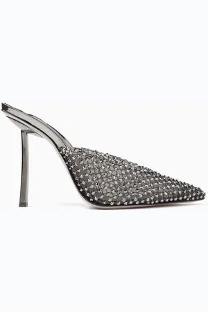 LE SILLA Gilda 100 Embellished Mules in Mesh & Leather