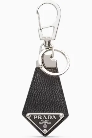 Prada Triangle Logo Keychain in Saffiano Leather