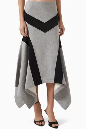The Attico Asymmetric Midi Skirt in Brushed Fleece