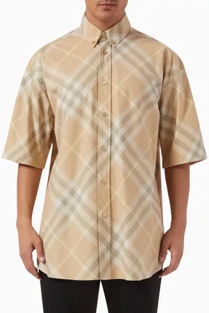 Burberry Oversized Check Shirt in Cotton Twill