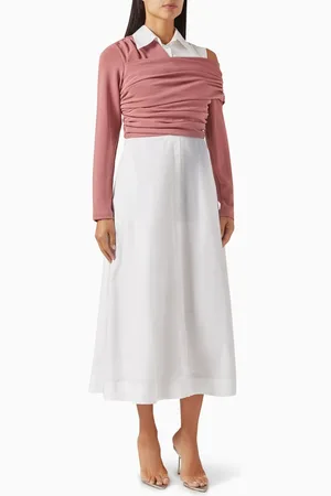 Notebook Lulit Layered Midi Dress in Cotton Poplin