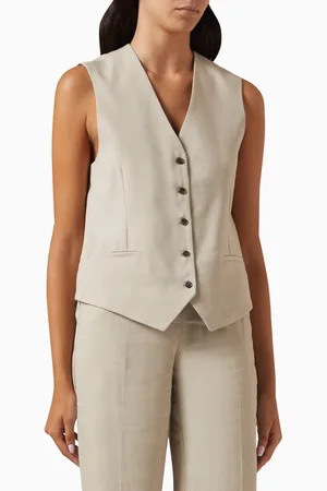 ANINE BING Lena Button-up Vest in Linen Blend