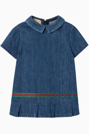 Gucci Baby Web Embroidery Dress in Denim
