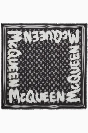 Alexander McQueen Graffiti Biker Skull Scarf in Modal