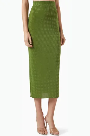 ALEX PERRY Midi Skirt in Crystal Jersey