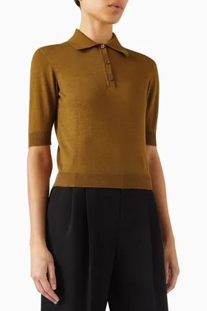 Saint Laurent Cassandre Polo Shirt in Cashmere & Wool Blend