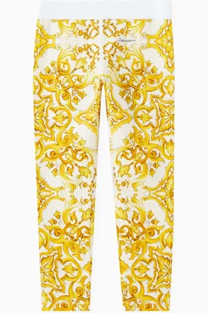 Dolce & Gabbana Majolica Print Leggings in Cotton Interlock
