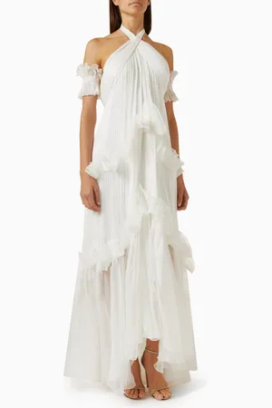 MARIA LUCIA HOHAN Zadie B Ruffled Maxi Dress in Silk Mousseline