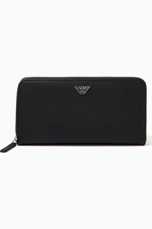 Emporio Armani Zip-around Business Wallet in Regenerated Leather