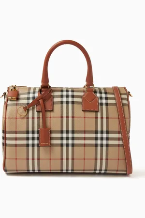 Burberry Medium Bowling Bag in Check Canvas