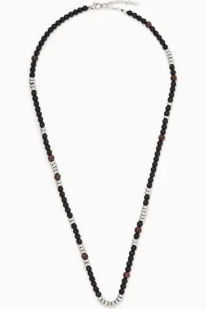 The Monotype Denver Onyx Bead Necklace in Silver-plated Brass