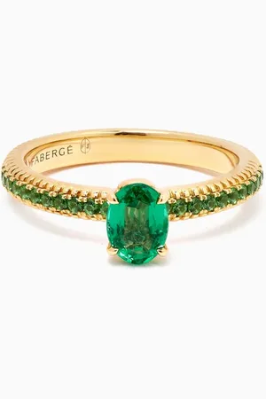 Faberge Colours of Love Emerald Fluted Ring in 18kt Yellow Gold