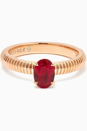 Faberge Colours of Love Ruby Fluted Ring in 18kt Rose Gold