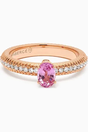 Faberge Colours of Love Sapphire & Diamond Fluted Ring in 18kt Rose Gold