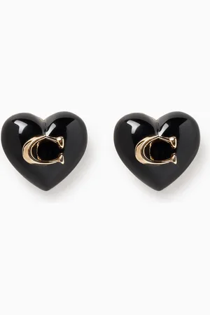 Coach Logo Heart Stud Earrings in Resin