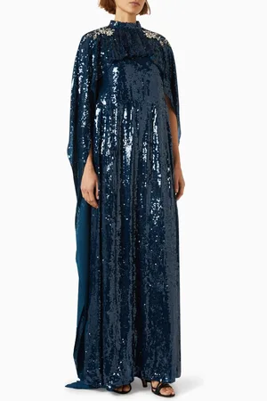 Erdem Cape-style Gown in Embroidered Sequins