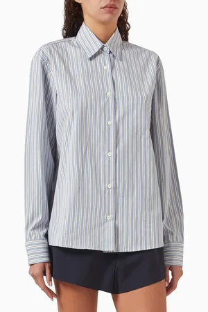 Prada Striped Long-sleeve Shirt in Poplin
