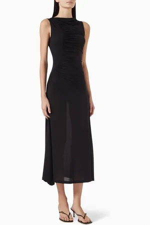 ULLA JOHNSON Livia Ruched Midi Dress in Jersey