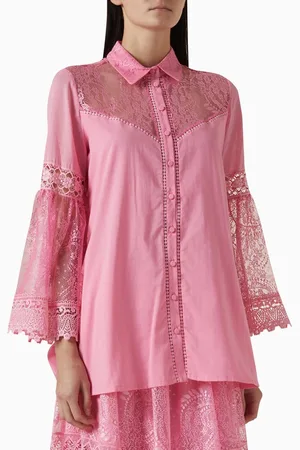 CHARO RUIZ IBIZA Phine Lace-trim Blouse in Cotton Blend