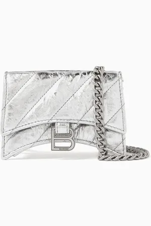 Balenciaga XS Crush Chain Shoulder Bag in Metallic Quilted Calfskin