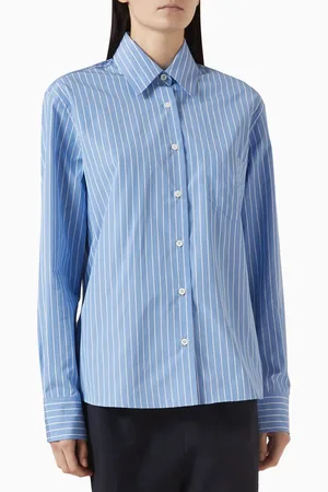 Prada Striped Long-sleeve Shirt in Poplin