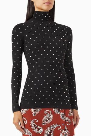Paco rabanne Turtleneck Long-sleeve Top in Cupro Blend