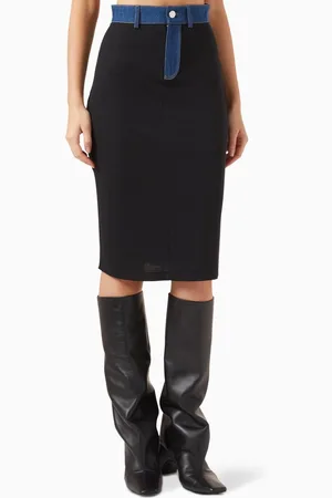 COPERNI Second Skin Midi Skirt in Jersey & Denim