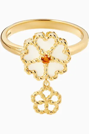 Damas Farfasha Petali del Mare Mother of Pearl & Citrine Ring in 18kt Gold