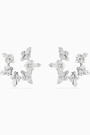 Swarovski Idyllia Crystal Clip Earrings in Rhodium-plated Metal