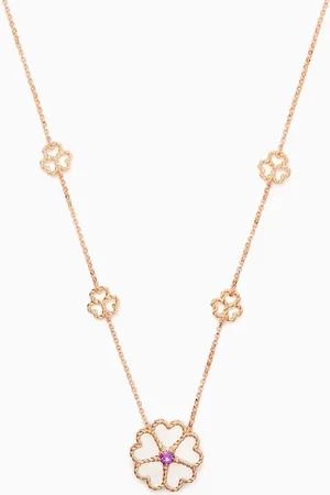 Damas Farfasha Petali del Mare Mother of Pearl & Amethyst Necklace in 18kt