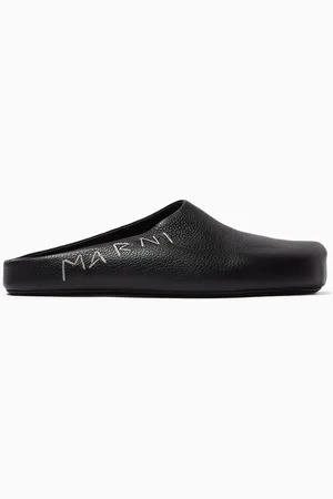 Marni Logo Sabot Mules in Leather