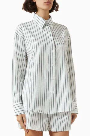 ENZA COSTA Striped Long-sleeve Shirt in Cotton