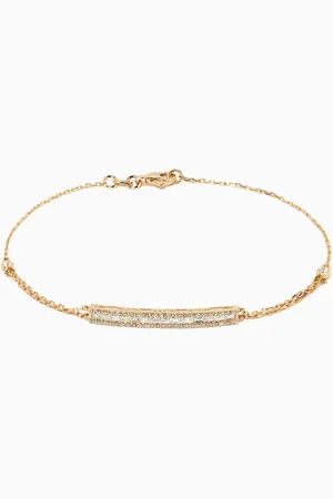 Nass Diamond Plaque Double Chain Bracelet in 14kt Gold