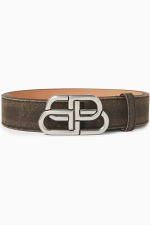 Balenciaga BB Large Belt in Distressed Leather