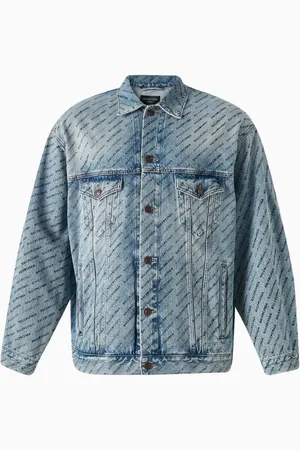 Balenciaga Unisex Stencil Allover Large-fit Jacket in Denim