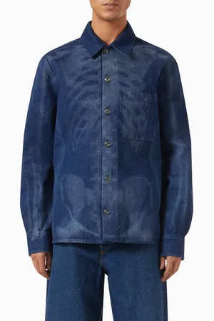OFF-WHITE Optical Illusion X-ray Scan Printed Shirt in Denim
