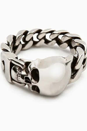Alexander McQueen Skull Chain Ring in Metal