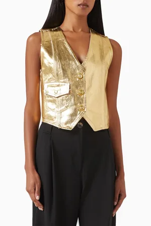 Ganni Foil-denim Vest in Organic Cotton