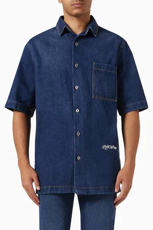 OFF-WHITE Script Bowling Shirt in Denim