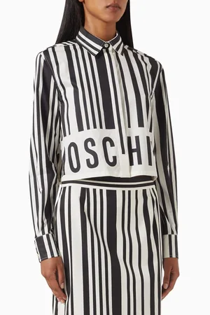Moschino Barcode-print Logo Shirt in Cotton Poplin