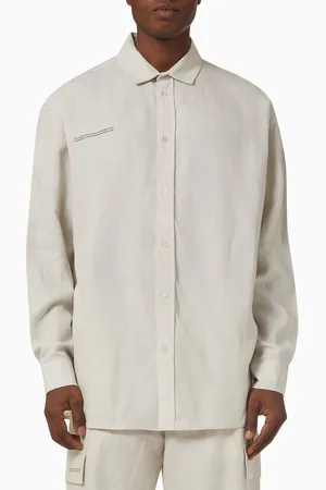The Pangaia Collared Long Sleeve Shirt in Aloe Linen