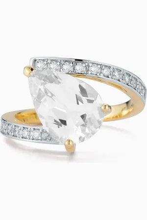 Mateo New York Slanted Pear-cut Topaz & Diamond Ring in 14kt Gold