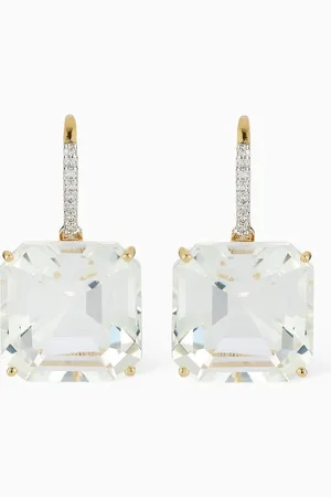 Mateo New York Asscher-cut Topaz & Diamond Drop Earrings in 14kt Gold