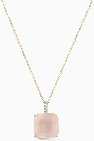 Mateo New York Asscher-cut Topaz & Diamond Pendant Necklace in 14kt Gold